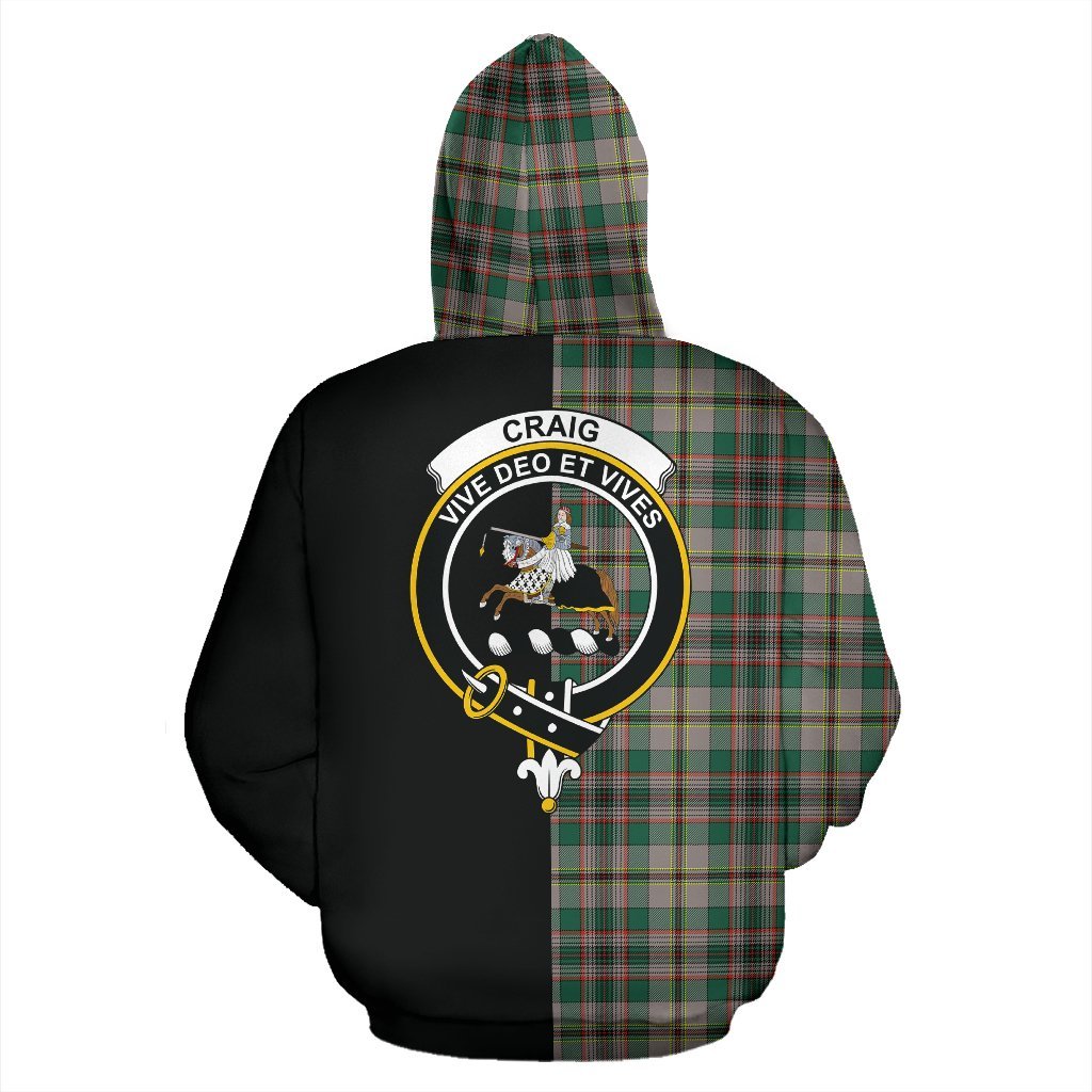 Craig Ancient Tartan Crest Zipper Hoodie - Half Of Me Style