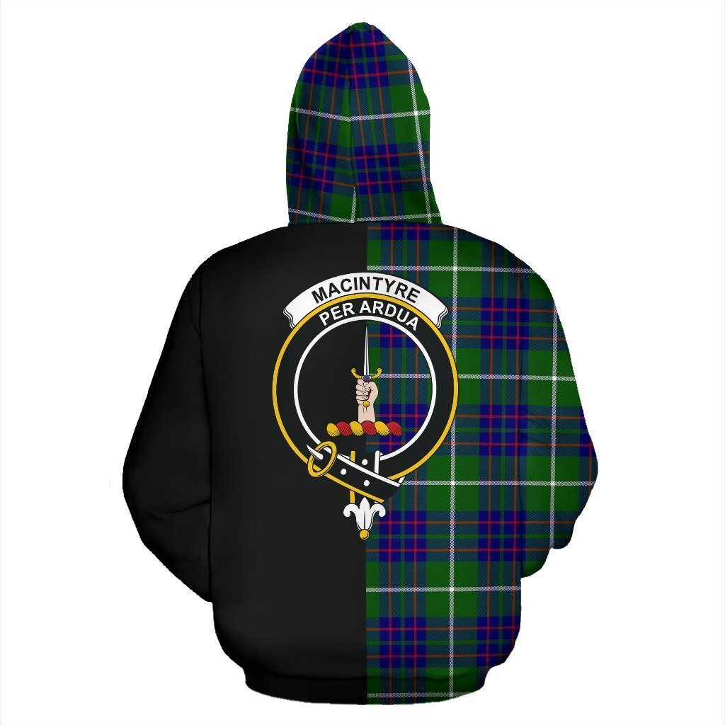 MacIntyre Hunting Modern Tartan Crest Zipper Hoodie - Half Of Me Style