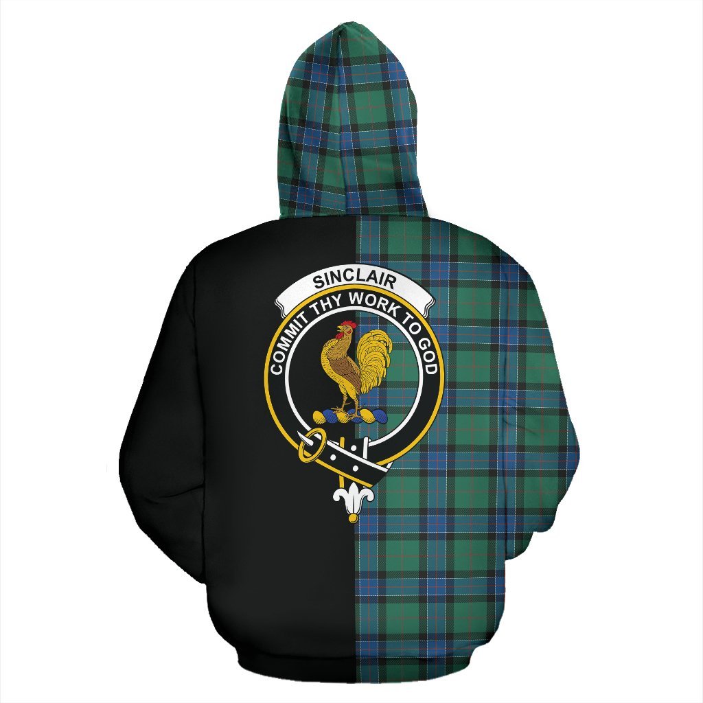 Sinclair Hunting Ancient Tartan Crest Zipper Hoodie - Half Of Me Style