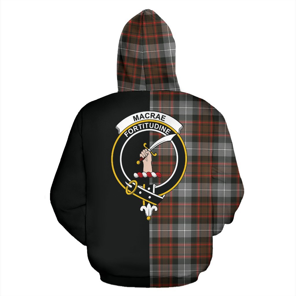 MacRae Hunting Weathered Tartan Crest Zipper Hoodie - Half Of Me Style