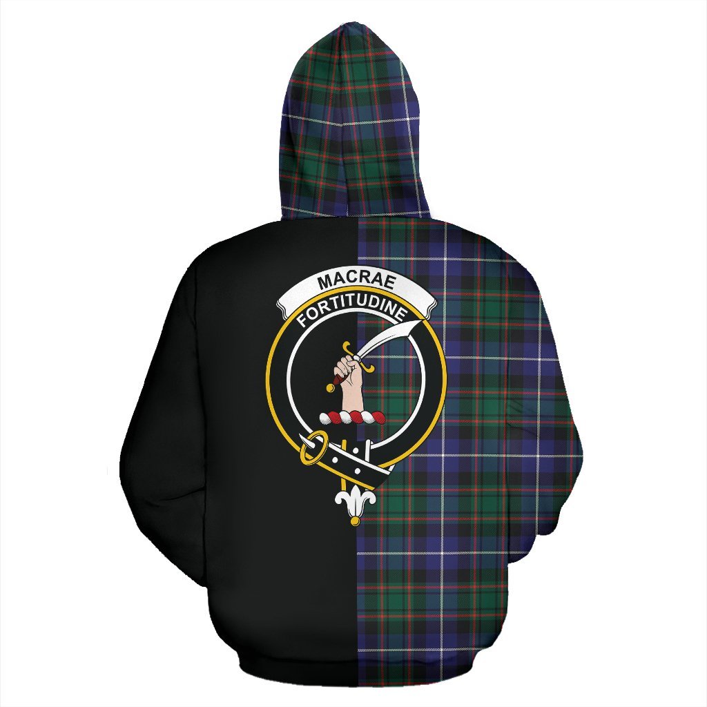 MacRae Hunting Modern Tartan Crest Zipper Hoodie - Half Of Me Style