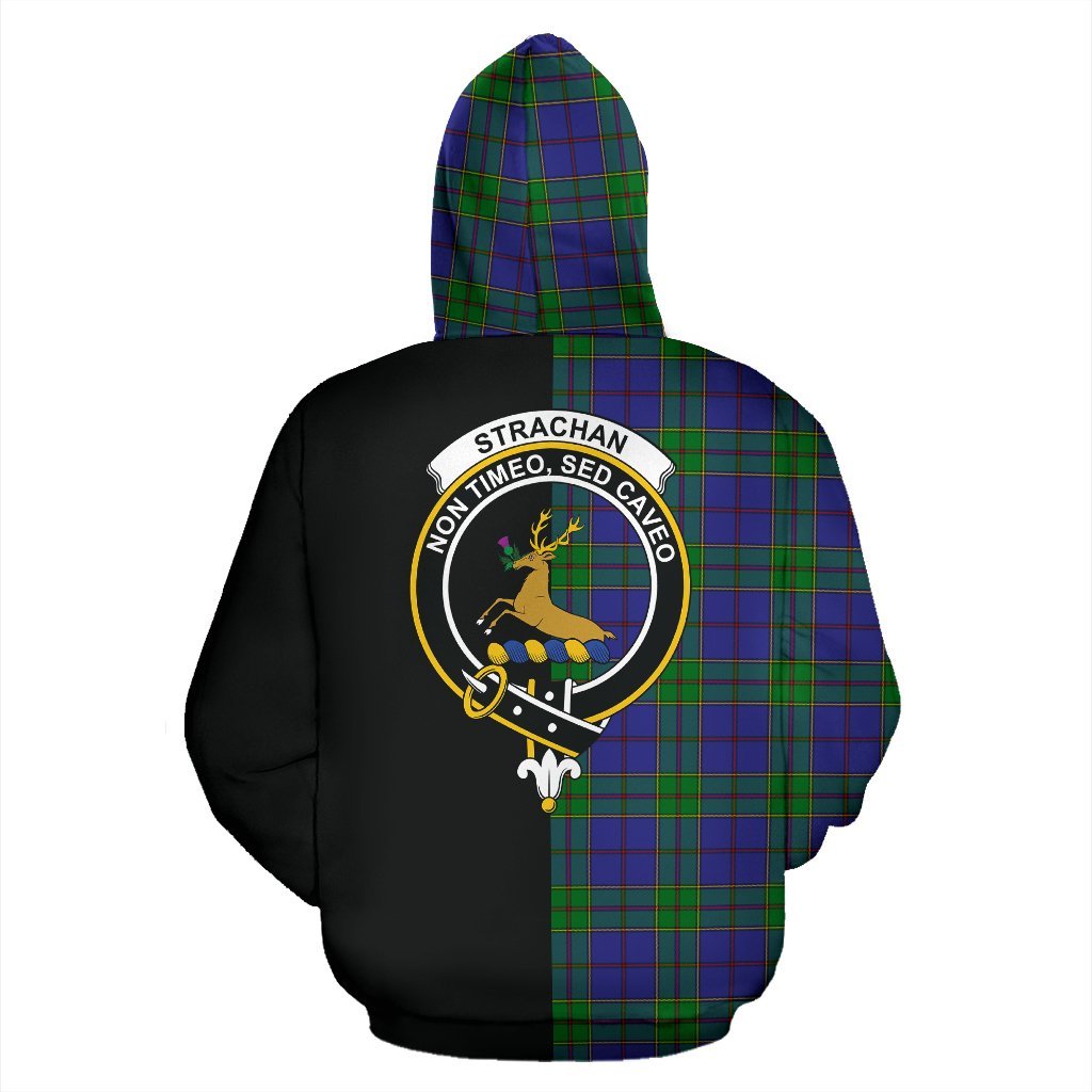 Strachan Tartan Crest Zipper Hoodie - Half Of Me Style