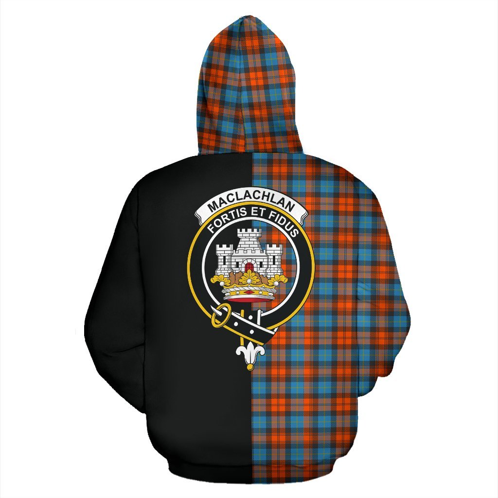 MacLachlan Ancient Tartan Crest Zipper Hoodie - Half Of Me Style