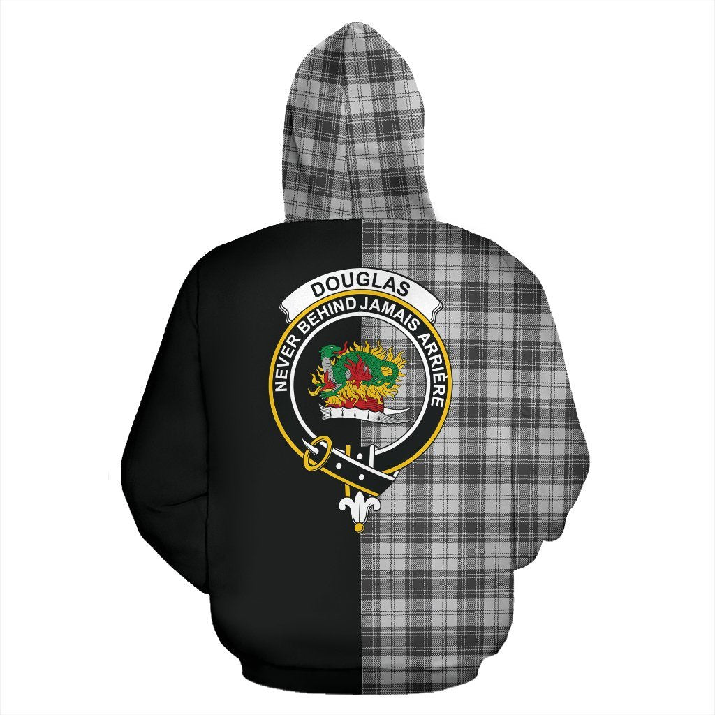 Douglas Grey Modern Tartan Crest Zipper Hoodie - Half Of Me Style