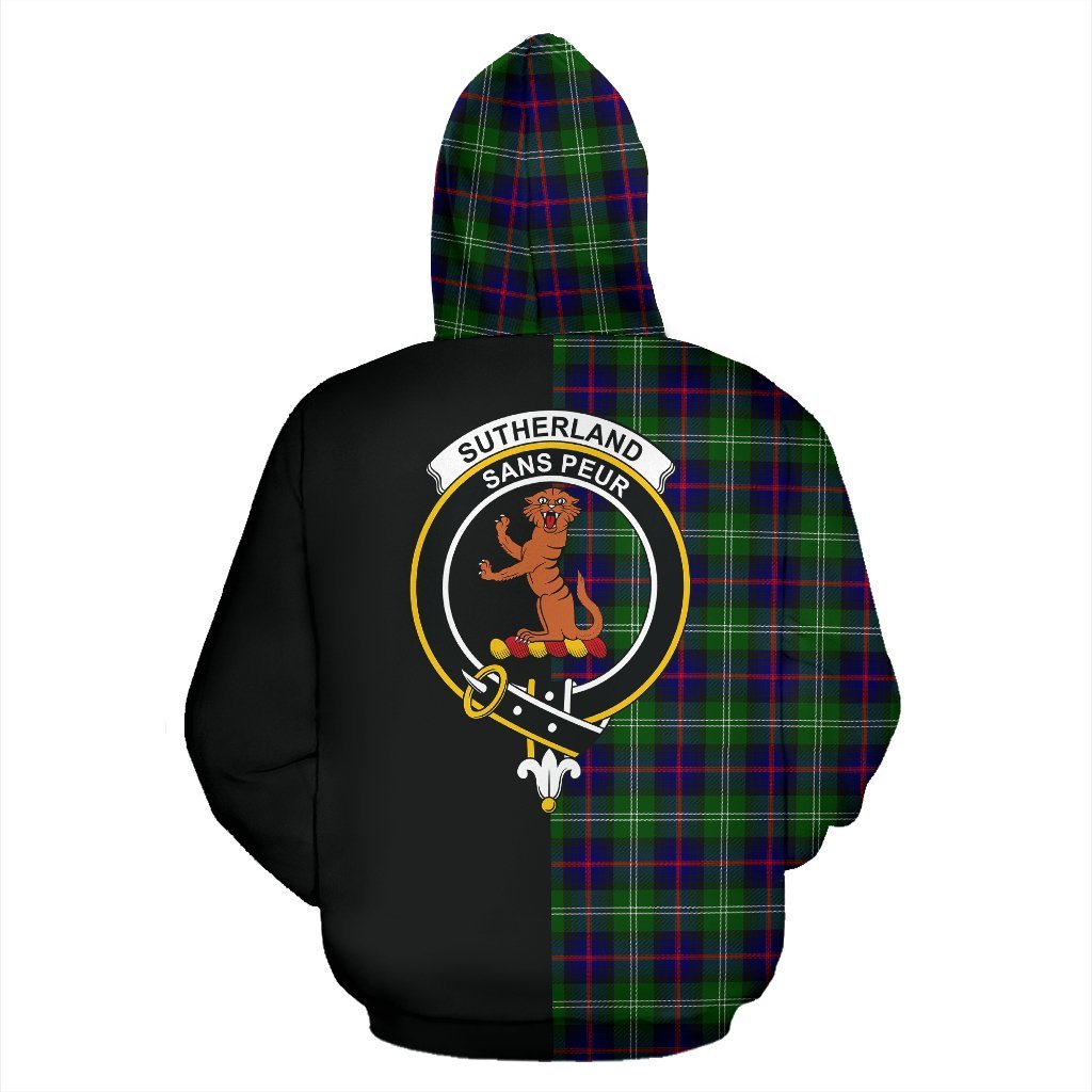 Sutherland Modern Tartan Crest Zipper Hoodie - Half Of Me Style