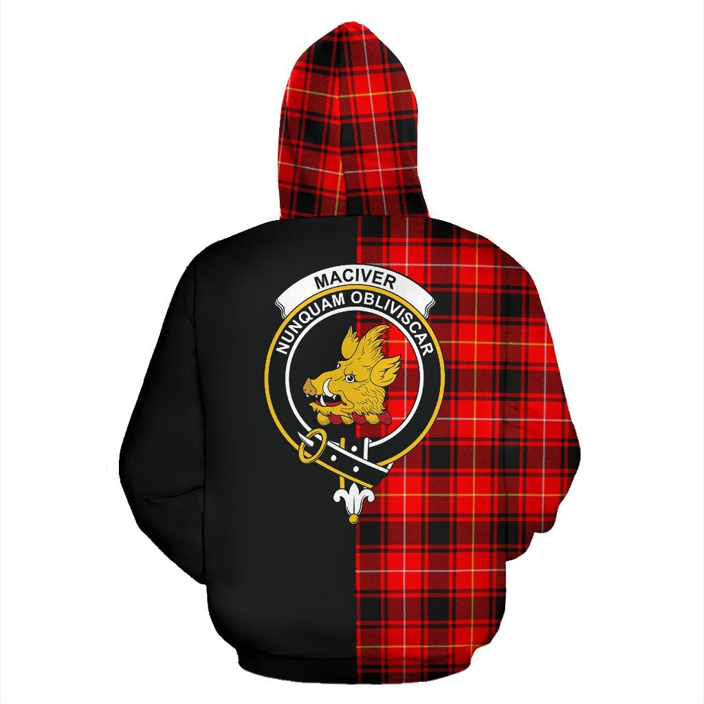 MacIver Modern Tartan Crest Zipper Hoodie - Half Of Me Style