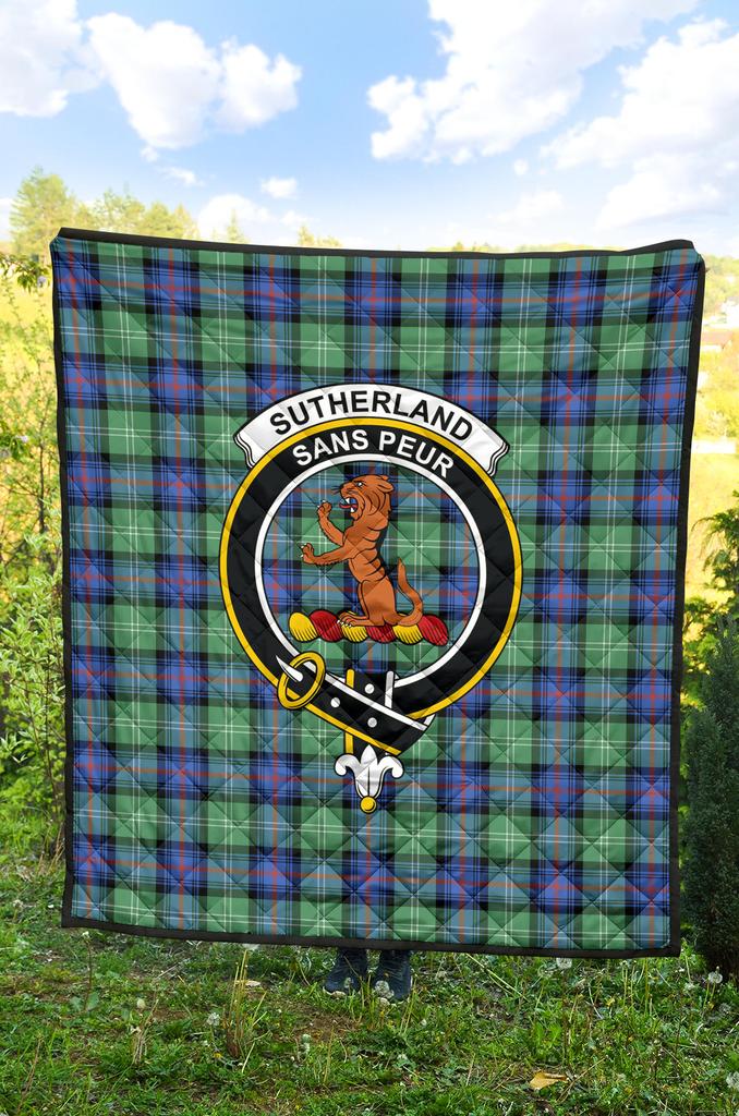 Sutherland Old Ancient Tartan Crest Quilt