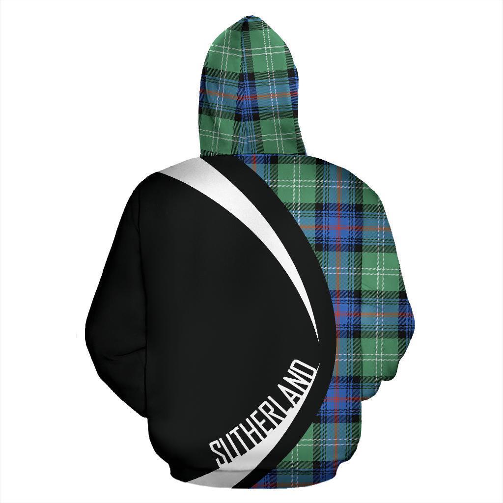 Sutherland Old Ancient Tartan Crest Zipper Hoodie - Circle Style