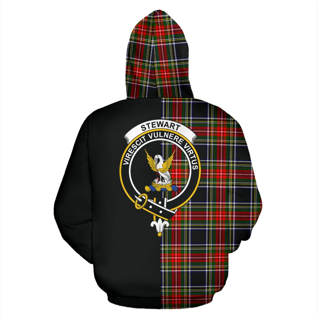 Stewart Black Tartan Crest Zipper Hoodie - Half Of Me Style