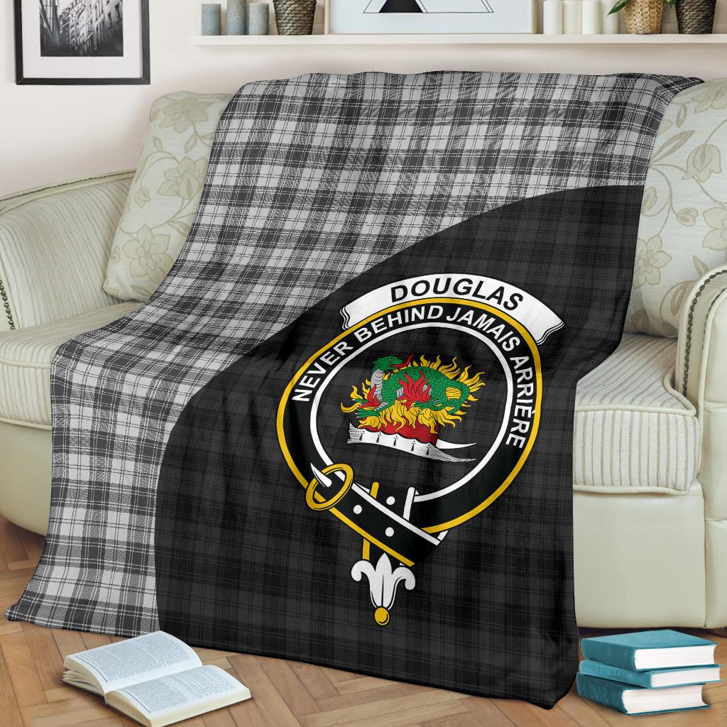 Douglas Grey Modern Tartan Crest Blanket Wave Style