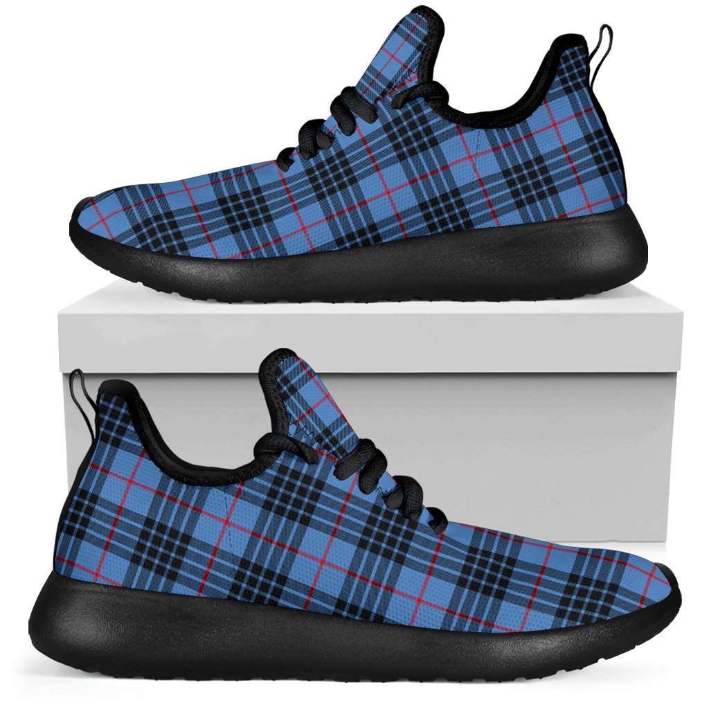 MacKay Blue Tartan Mesh Knit Sneakers