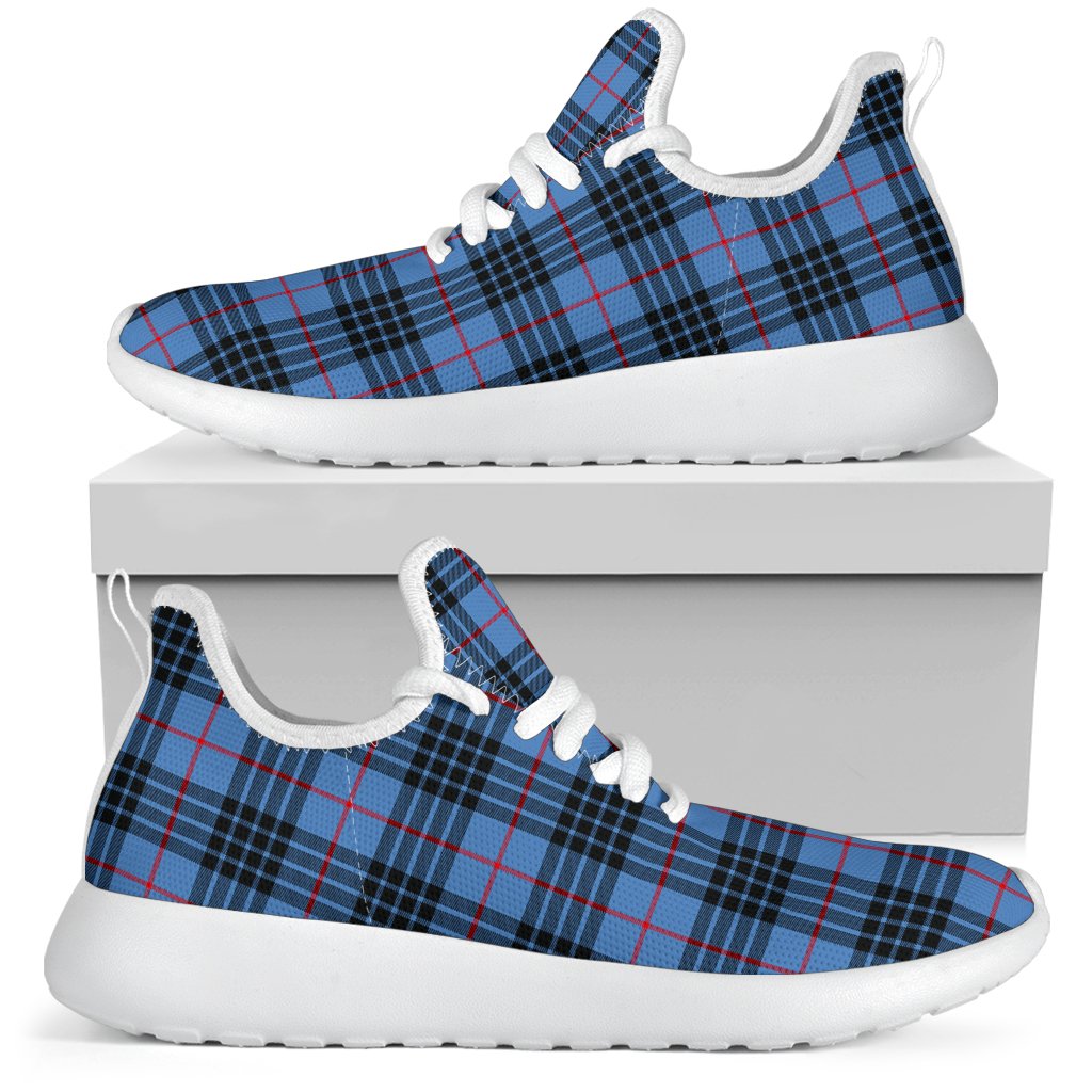 MacKay Blue Tartan Mesh Knit Sneakers