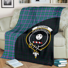 Pitcairn Hunting Tartan Crest Blanket Wave Style