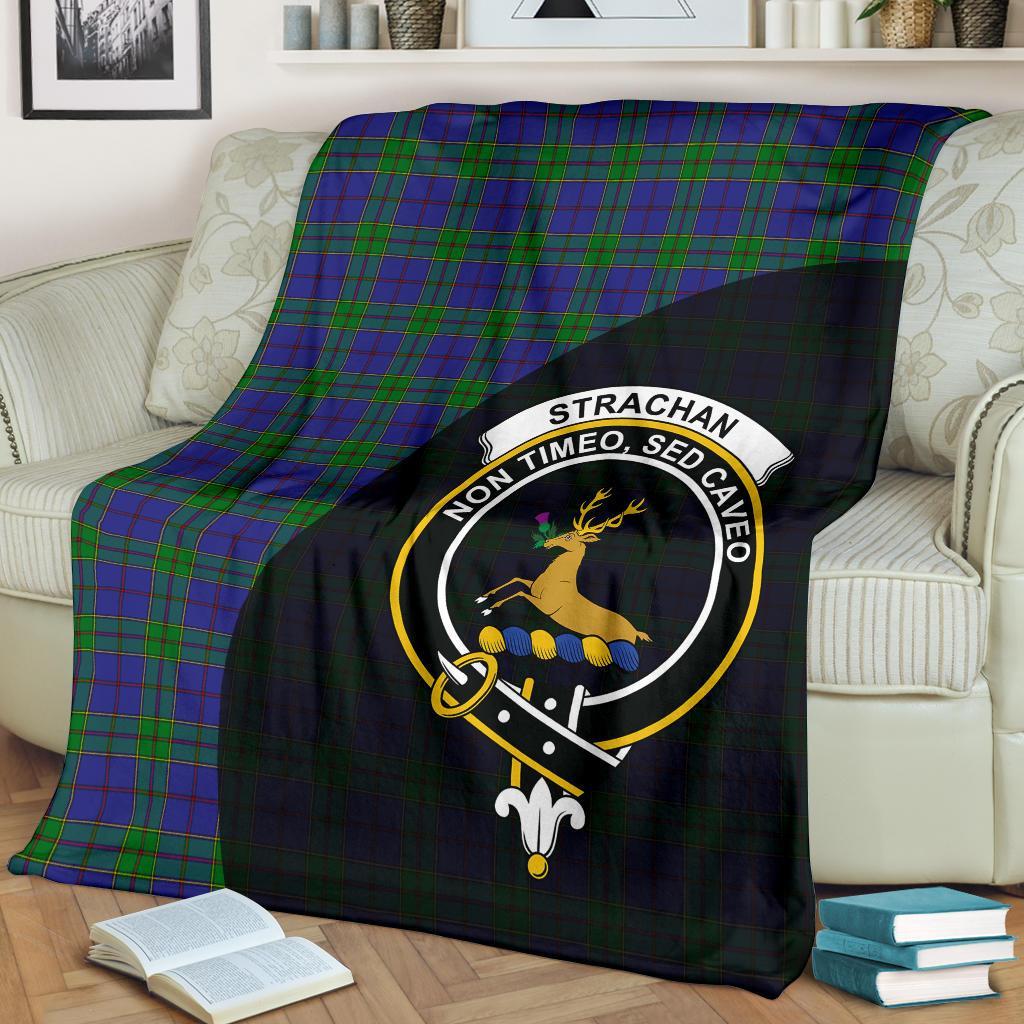 Strachan Tartan Crest Blanket Wave Style