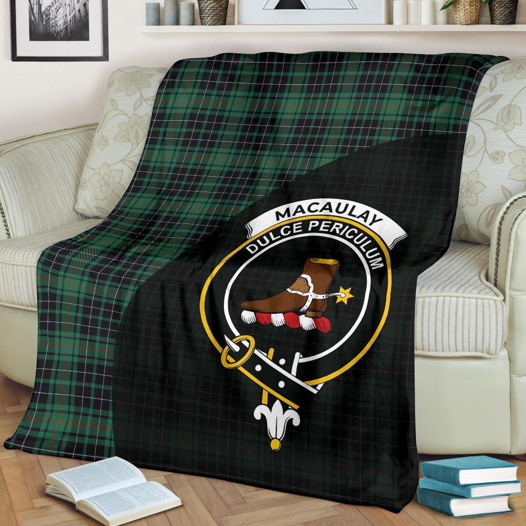 MacAulay Hunting Ancient Tartan Crest Blanket Wave Style