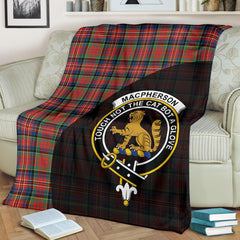 MacPherson Ancient Tartan Crest Blanket Wave Style