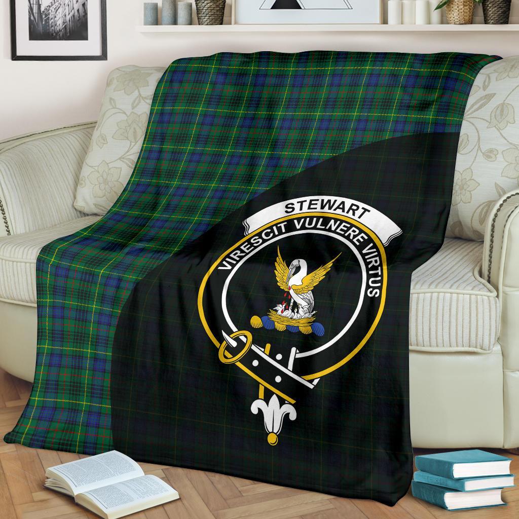 Stewart Hunting Modern Tartan Crest Blanket Wave Style