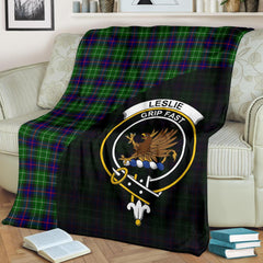 Leslie Hunting Tartan Crest Blanket Wave Style