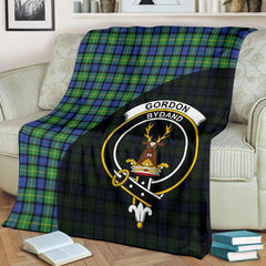 Gordon Old Ancient Tartan Crest Blanket Wave Style