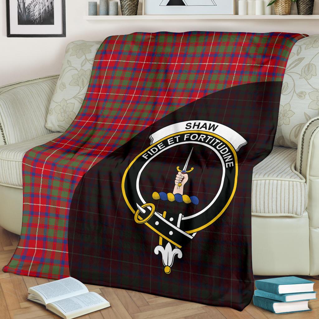 Shaw Red Modern Tartan Crest Blanket Wave Style