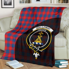 Galloway Red Tartan Crest Blanket Wave Style