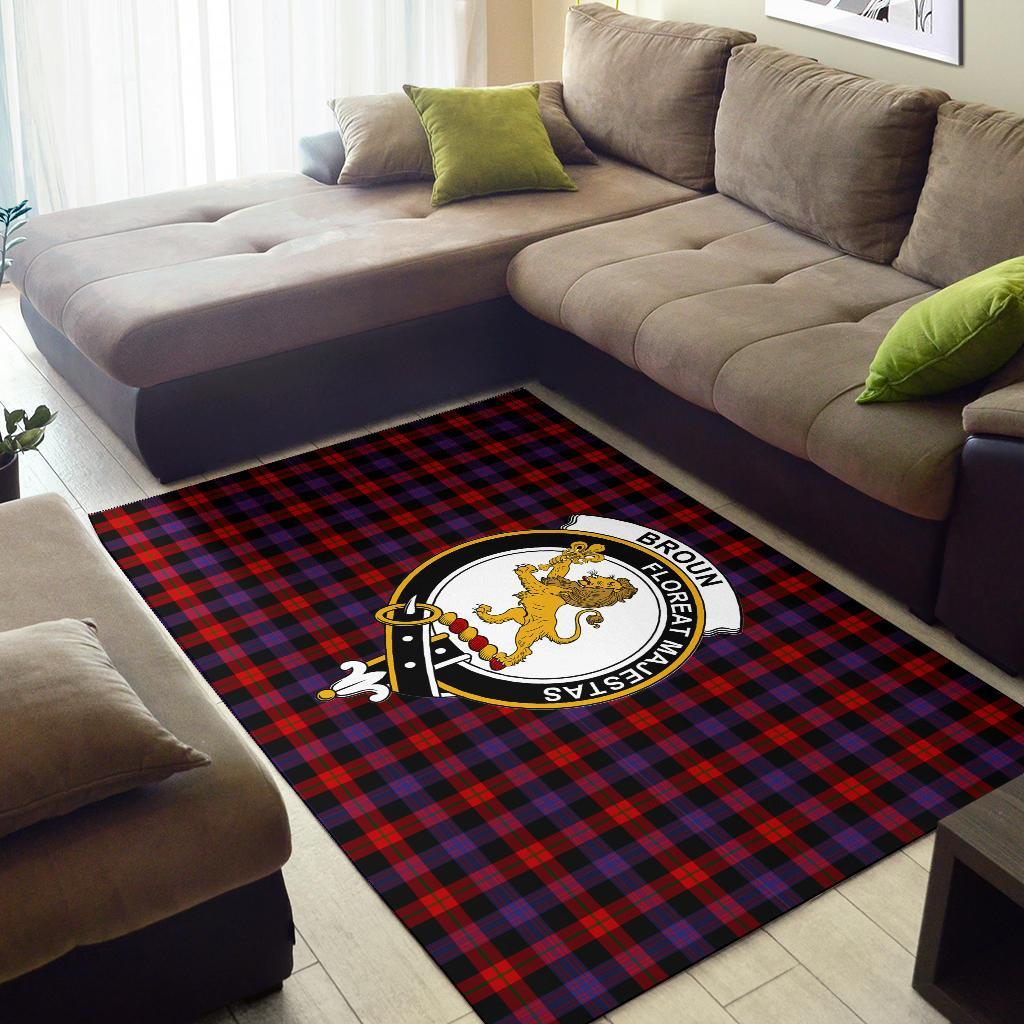 Broun Tartan Crest Area Rug