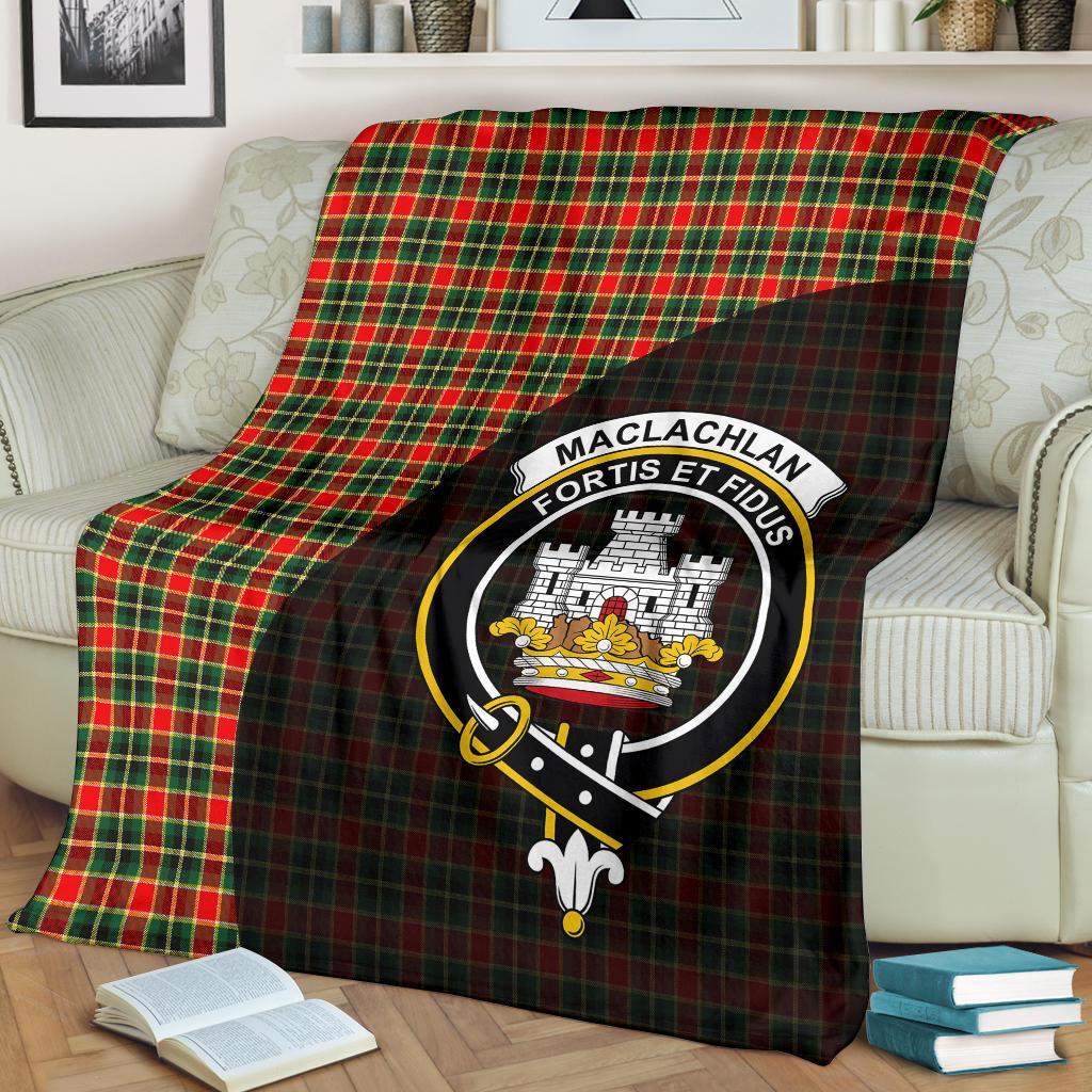 MacLachlan Hunting Modern Tartan Crest Blanket Wave Style