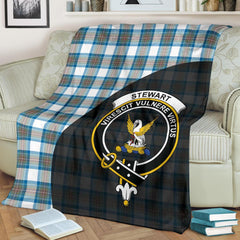 Stewart Muted Blue Tartan Crest Blanket Wave Style