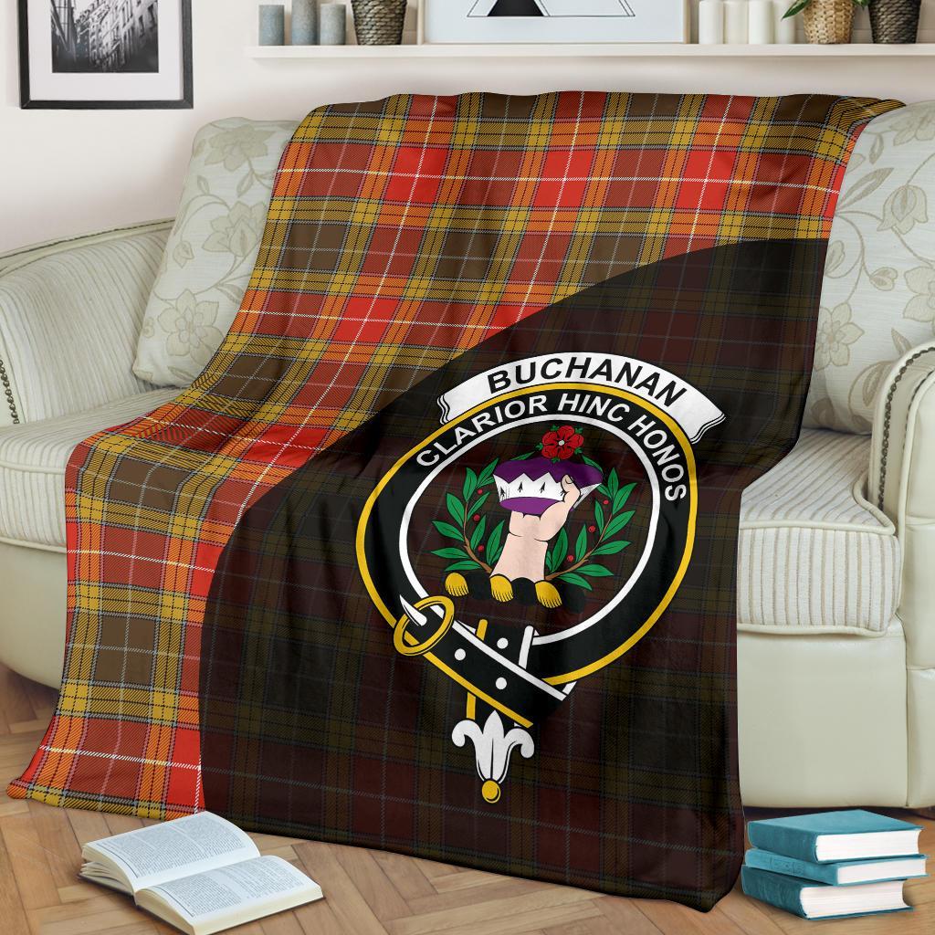 Buchanan Old Set Weathered Tartan Crest Blanket Wave Style