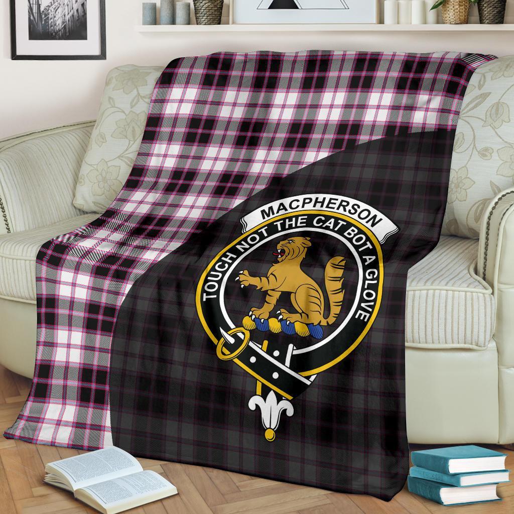 MacPherson Hunting Modern Tartan Crest Blanket Wave Style