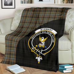 Stewart Hunting Weathered Tartan Crest Blanket Wave Style