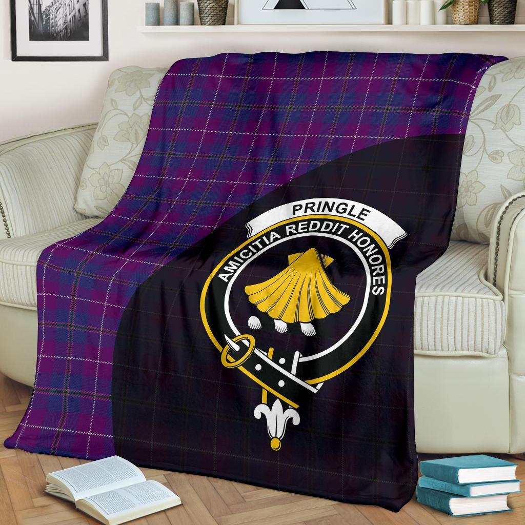 Pride of Glencoe Tartan Crest Blanket Wave Style