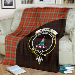 Morrison Red Ancient Tartan Crest Blanket Wave Style