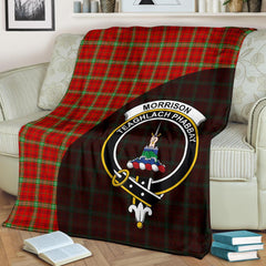 Morrison Red Modern Tartan Crest Blanket Wave Style