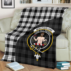 MacFarlane Black & White Tartan Crest Blanket Wave Style