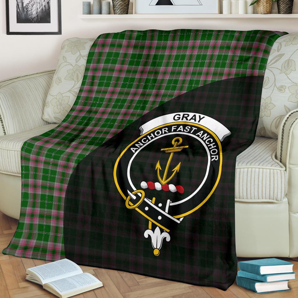 Gray Hunting Tartan Crest Blanket Wave Style