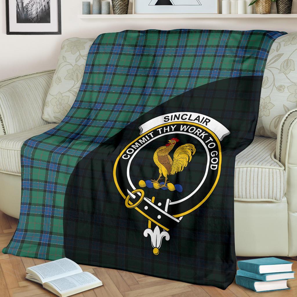 Sinclair Hunting Ancient Tartan Crest Blanket Wave Style