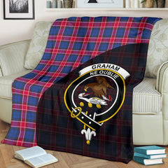 Graham of Menteith Red Tartan Crest Blanket Wave Style