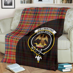 Drummond of Strathallan Tartan Crest Blanket Wave Style