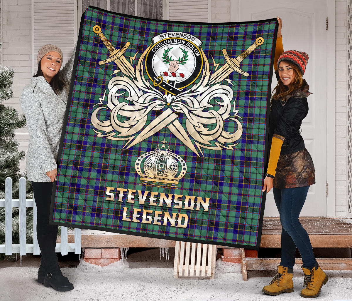 Stevenson Tartan Crest Legend Gold Royal Premium Quilt - SP