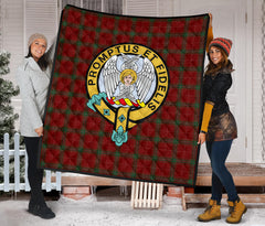 Carruthers Family Tartan Official Crest Premium Quilt