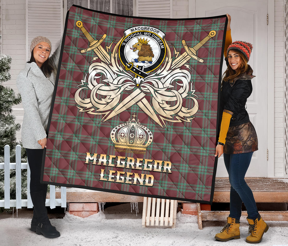 MacGregor Hunting Ancient Tartan Crest Legend Gold Royal Premium Quilt - SP