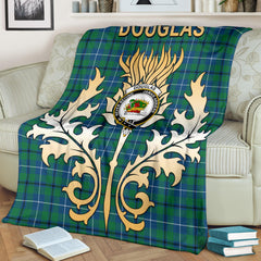 Douglas Ancient Tartan Crest Blanket - Gold Thistle Style