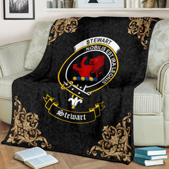 Stewart (Stuart) of Bute Crest Tartan Premium Blanket Black - SP