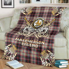 MacPherson Hunting Ancient Tartan Gold Courage Symbol Blanket - SP