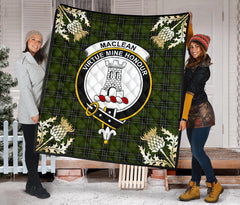 MacLean Hunting Tartan Crest Premium Quilt - Gold Thistle Style SP