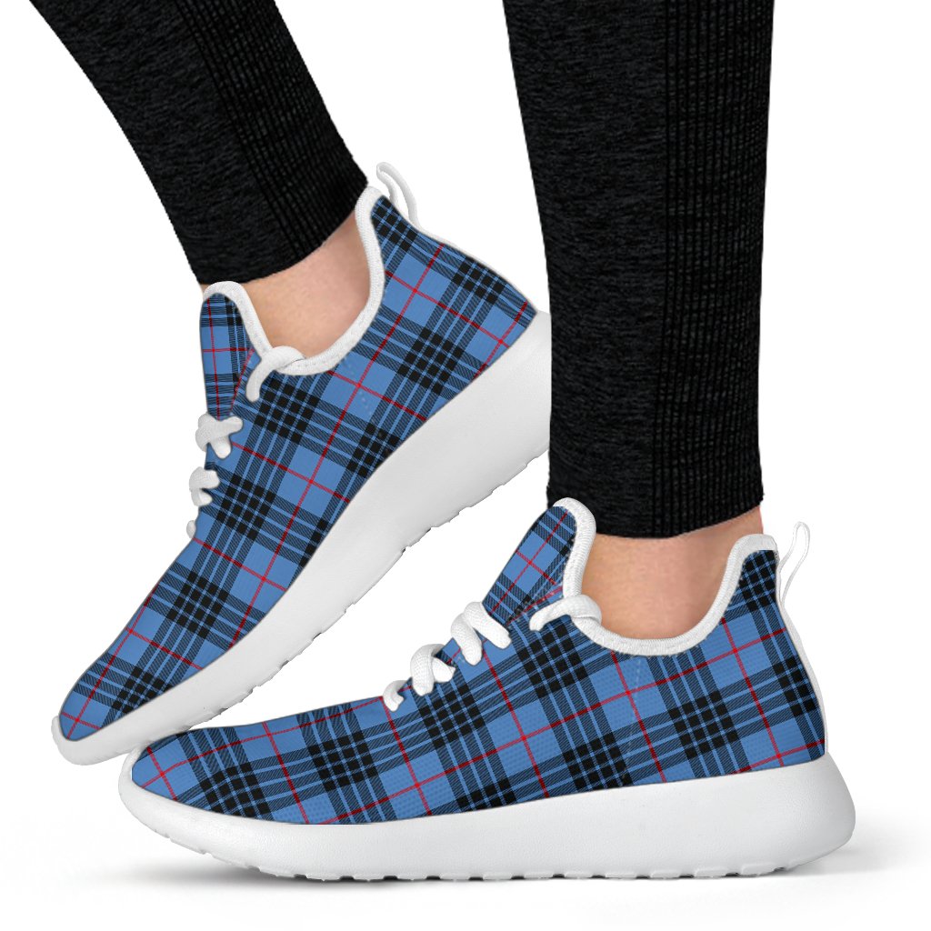 MacKay Blue Tartan Mesh Knit Sneakers