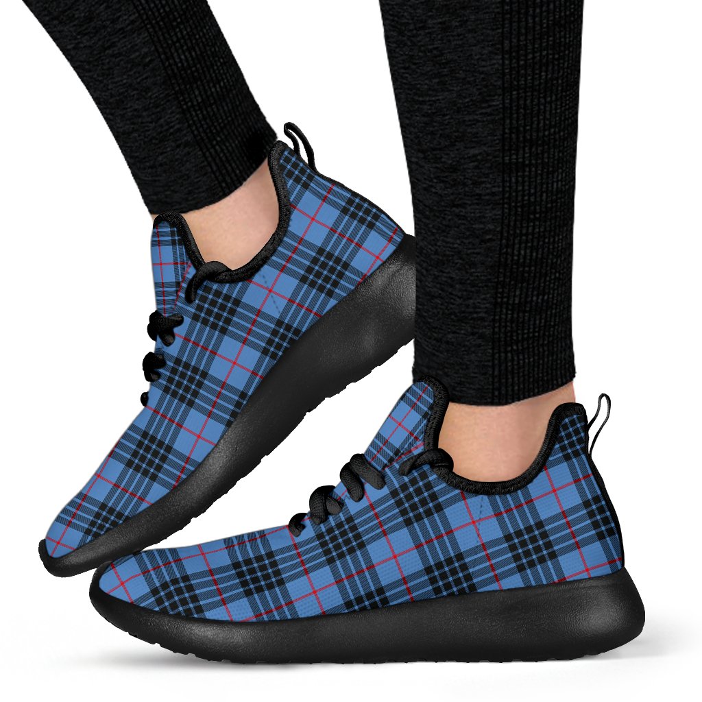 MacKay Blue Tartan Mesh Knit Sneakers