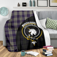 Cunningham Dress Blue Dancers Tartan Crest Blanket - 3 Sizes