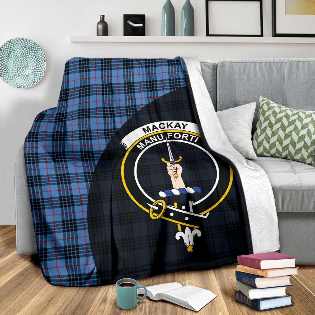 MacKay Blue Tartan Crest Blanket Wave Style